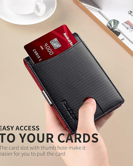 RUNBOX Slim Money Clip Wallets for Men RFID Blocking 11 Card Holder Minimalist Small Leather Bifold Men's Front Pocket Wallet Gift Box