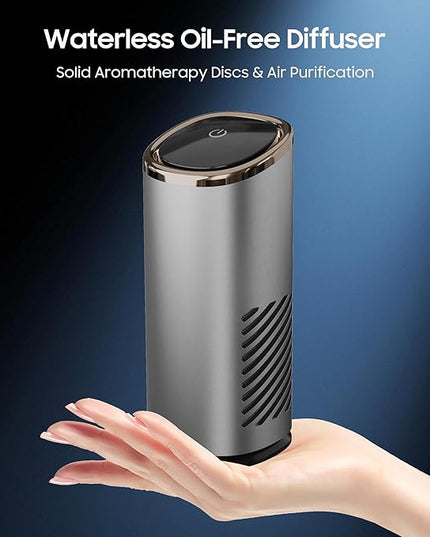 Waterless Car Diffuser for Essential Oils Small Portable Air Freshener, Mini Aroma 360 Scent Solid Fragrance Diffusers for Car Dormitory Studio Office