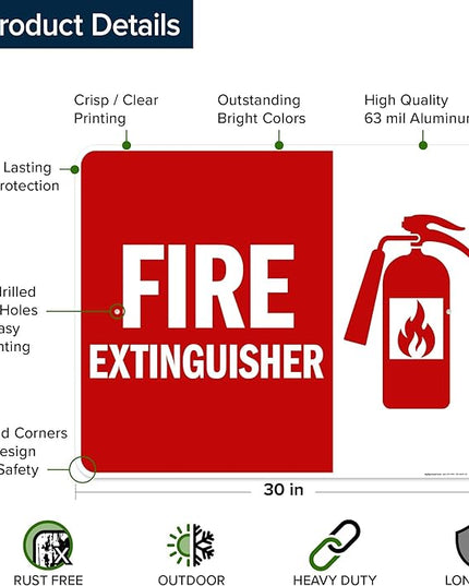 Fire Extinguisher Graphic Sign, 24x30 Inches, Rust Free .063 Aluminum, Fade Resistant, Made in USA by My Sign Center