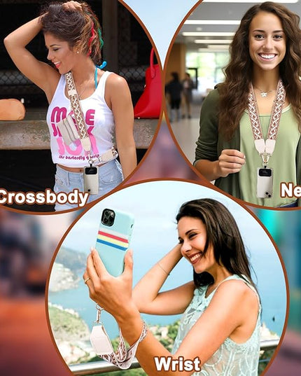 XANGNIER Clip and Go Strap for Phone with Wallet Crossbody, Phone Strap with Zippered Wallet, Adjustable Anti Theft Cellphone Lanyard for Women, Cellphone Chain Accessories,Multicolor 2