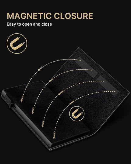 typecase Mens Wallet Card Holder: Pop Up Aluminum Case, Genuine Leather, Smart, RFID Blocking, Slim, Minimalist, Front Pocket - 9-14 Card Capacity | ID Window | Cash Slot (Carbon Fiber)