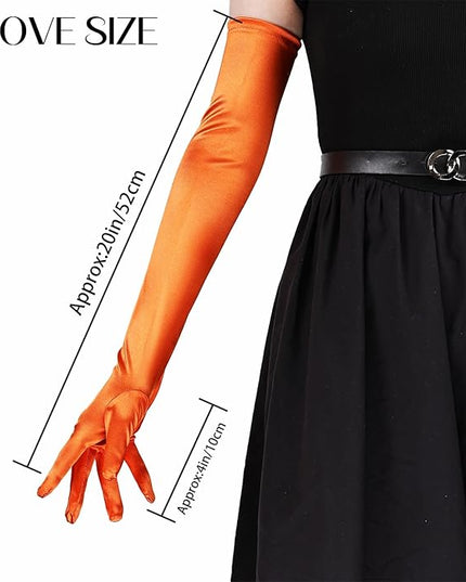 THARAHT Women Long Gloves with Satin Elbow Length for 1920s Opera Tea Party Costumes Bridal Evening Dress