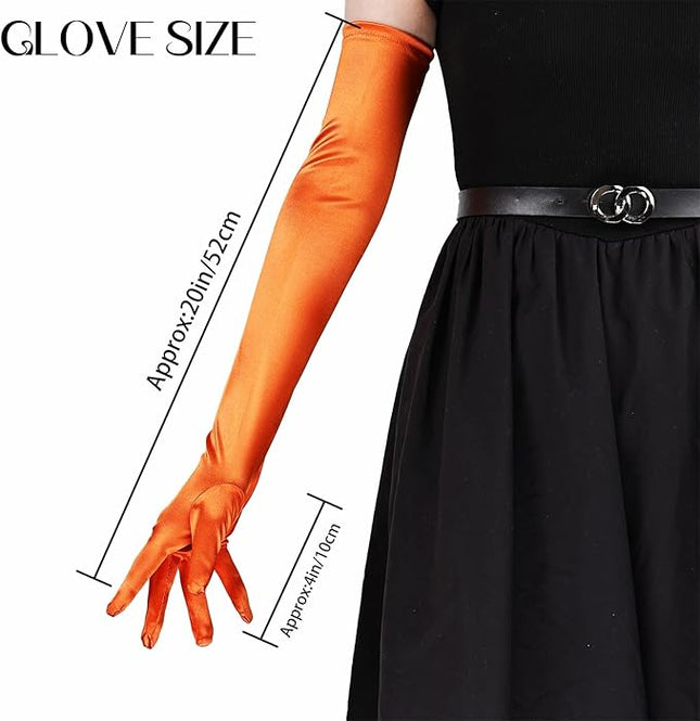 THARAHT Women Long Gloves with Satin Elbow Length for 1920s Opera Tea Party Costumes Bridal Evening Dress