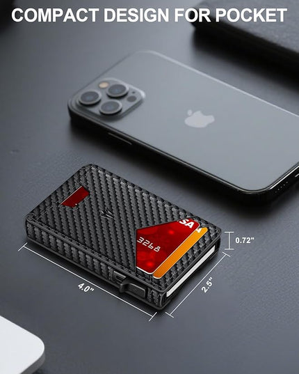 Wallet for Men，Slim Minimalist Wallet with Money Clip ＆ ID Window, RFID Blocking Pop-Up Credit Card Holder，Smart Auminum Mens Wallet Holds 9-13 Cards, Front Pocket Bifold (Magnetic Closure, Gift Box)