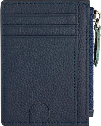ilovever Slim Wallet for Women Small Leather RFID Blocking Credit Card Holder Minimalist Wallet with Coin Purses & Pouches,S Deep Blue