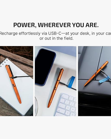 OLIGHT O'Pen 3 EDC Pen Light,120 Lumens with Green Beam, Red and White, USB-C Rechargeable LED Flashlight for Office, Writing, Presentation, Outdoor Uses, Professional Business Gift(Orange)