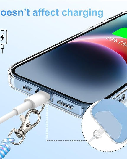 SHANSHUI Phone Tether, 2 Pcs Anti Theft Spring Phone Strap, 4 x Tether Pacthes & Carabiner Clips Universal Cellphone Lanyard for Keys Outdoor Skiing Hiking Fishing Fitting for All Smartphones