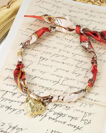HETICA Scarf Necklace for Women Silk Western Charm Necklaces Fashion Accessory Jewelry Gift