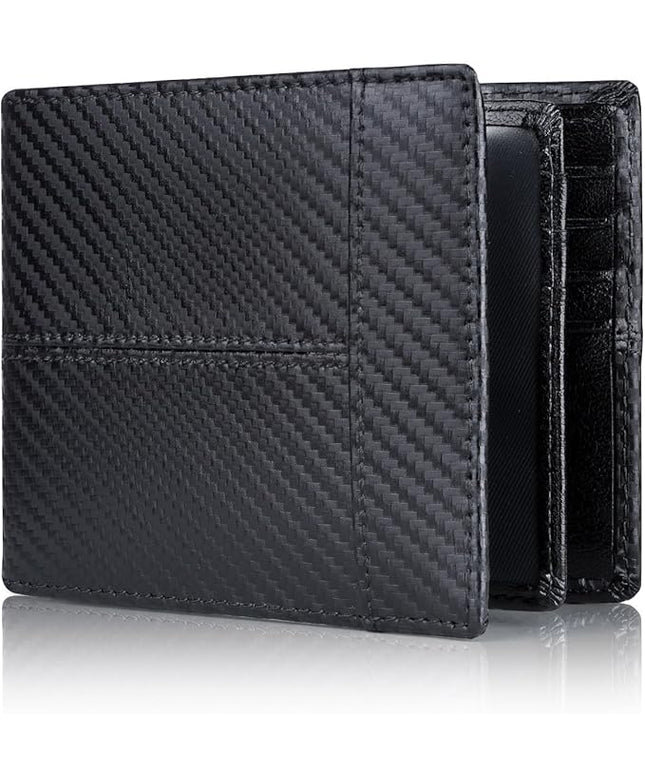 Swallowmall Mens Wallet Rfid Blocking Leather Wallet for Men Bifold Wallets with 1 ID Window 16 Card Slot