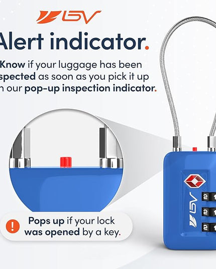 TSA Accepted Luggage Travel Lock, Set-Your-Own Combination Lock for School Gym Locker, Luggage Suitcase Baggage Locks, Filing Cabinets, Toolbox, Case (Blue, 1 Pack)