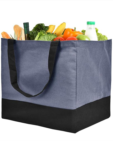 Canvas Reusable Grocery Bags Heavy Duty, 8.3 gal Foldable Large Tote Bag with Handles, Holds 60 lbs Canvas Shopping Bags, 1 Pack
