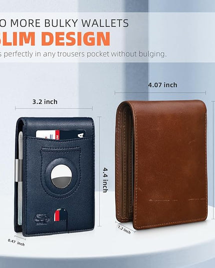 Zitahli Men's Wallets Airtag Holder Slim Rfid Leather with Gift Box