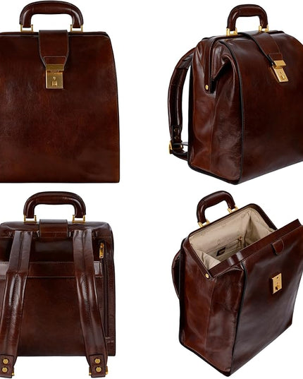 Time Resistance Leather Backpack for Men and Women - Business Rucksack Laptop Bag (Brown)