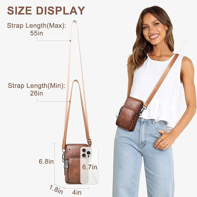 Bluome Small Crossbody Phone Purse for Women –PU Leather Crossbody Handbag Wallets Shoulder Travel Bag with Headphone Jack