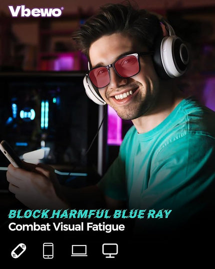 2 Packs Professional Sleep Glasses with 99.9% Blue Light Blocking Dual AR Coatings Lens ((03)-black+leopard, Red Lens(Max Protect))