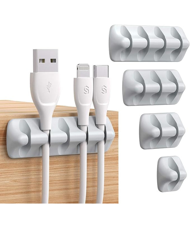 Syncwire Cable Clips, 5 Pack Gray Cord Organizer Cable Management Self Adhesive Cable Holder for Organizing Cable Cords, Ideal for Home, Office, Cubicle, Car, Nightstand, Desk Accessories