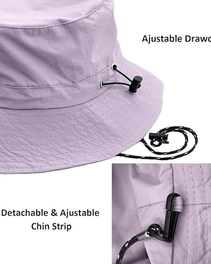 woogwin Waterproof Bucket Rain Hat with Chin Strap Quick Dry Packable Boonie Sun Hat Safari Hat UV Protection
