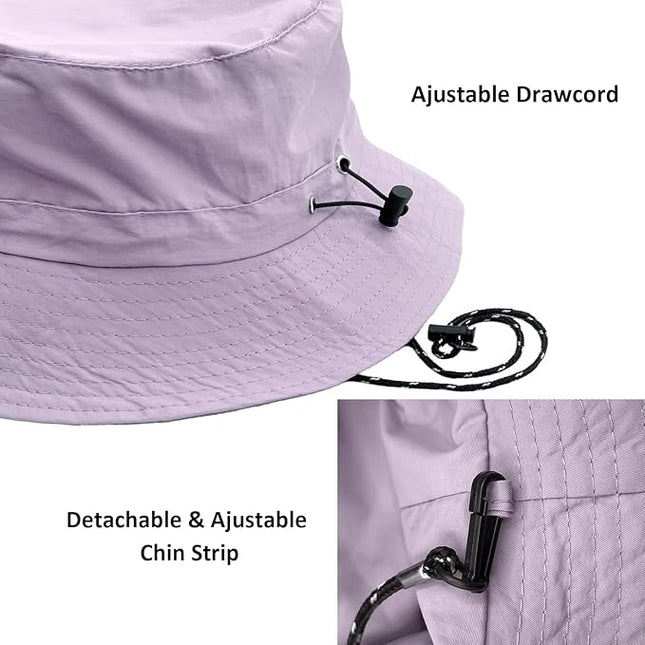 woogwin Waterproof Bucket Rain Hat with Chin Strap Quick Dry Packable Boonie Sun Hat Safari Hat UV Protection