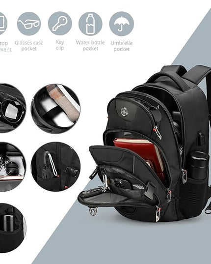 Swissdigital Design Travel Backpack for Men with Apple Find My, Laptop Backpack with USB Charging Port, RFID Protection, Add-A-Bag System - Travel Backpack for Men-Finder Color Random | SD803BT013-01