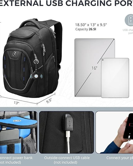Swissdigital Design TSA Business Laptop Backpack For Men with Apple Find My,Travel Backpack With USB Charging Port,RFID Pockets Presents For Men Fits 15.6 Inch Computer | J16BT9508F-1