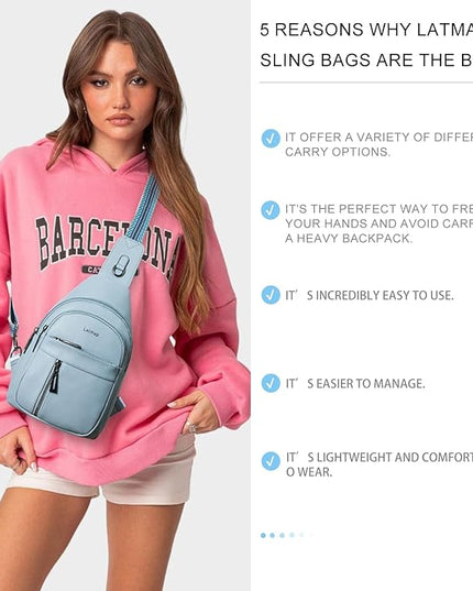 7L Sling Bag For Women Men Backpack Fanny Pack Crossbody Chest Travel Shoulder Belt Bags Purse Handbag PU Leather