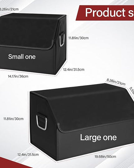 JEYODA Suede Leather Trunk Organizer, Large Capacity Soft Car Organizers and Storage,foldable,with lip, for Car SUV/Jeep/Sedan/Home/Camping (Black,Small)