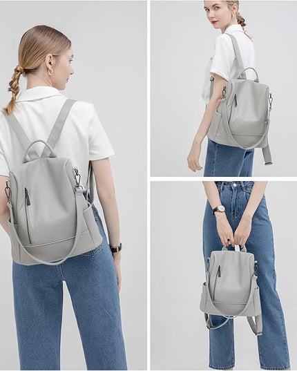Didida Fashion Backpack Purse For Women Anti-theft Rucksack Pu Leather Lightweight Water-resistant Shoulder Bag,Gray
