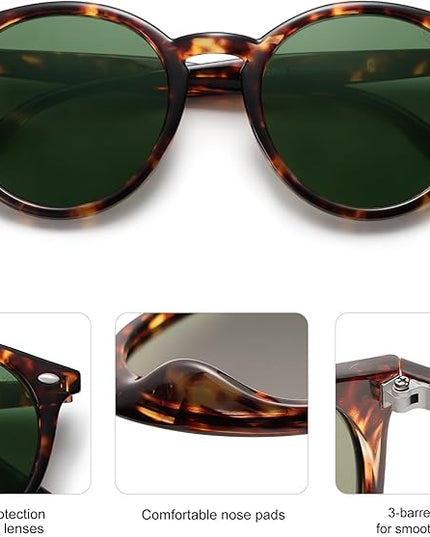 SOJOS Retro Round Polarized Sunglasses for Women Men Classic Vintage Sunnies SJ2069