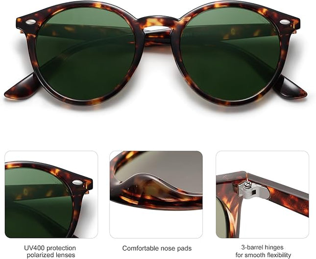 SOJOS Retro Round Polarized Sunglasses for Women Men Classic Vintage Sunnies SJ2069
