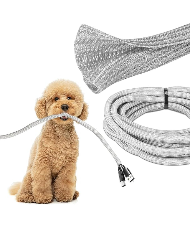 JOTO 1 Pack Cable Management Sleeve, 26 Feet Cord Organizer System with Zipper for TV Computer Office Home Entertainment, Flexible Cable Sleeve Wrap Cover Wire Hider System -Grey