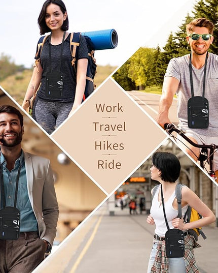 Passport Holder for Travel, RFID Travel Pouch Neck Wallet, Waterproof Passport Wallet for Women and Men, Black