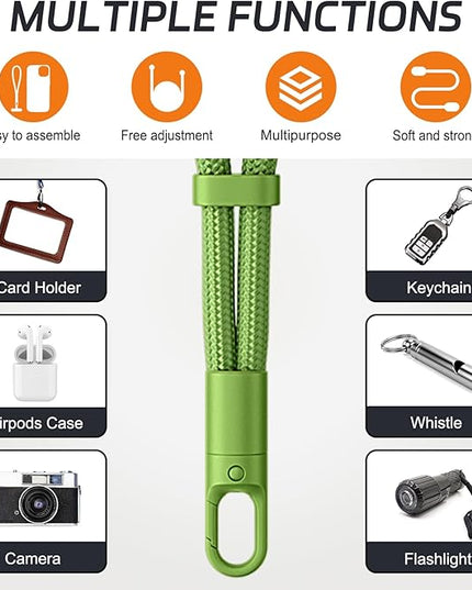 2 Pack Phone Lanyard,2×Phone Wrist Strap,4×Tether Tabs,Universal Cell Phone Multifuctional Patch Polyester Lanyards,Cell Phone Hand Strap for Women and Men(pink+green)