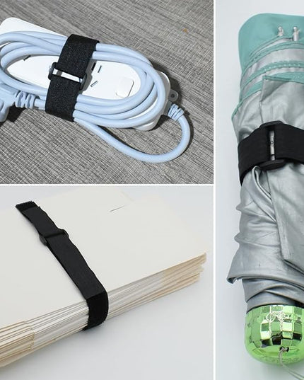 1"x20FT Hook and Loop Straps, with 30 Plastic Buckles, Adjustable Fastening Cable Straps, Cut-to-Length Cinch Strap, Reusable Nylon Securing Cord Ties for Organizer or Storage - Black
