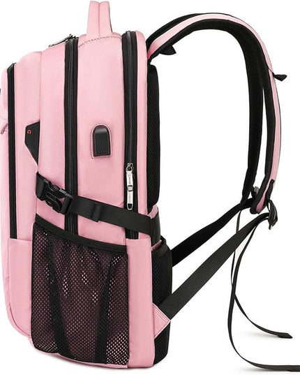 DUSLANG 17 Inch Laptop Backpack for Travel Water Resistant College Backpack for Women Laptop Bag with USB Charging Port and Clear Toiletry Bag Work Backpack,Pink A