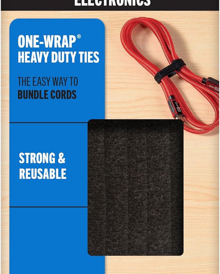 VELCRO Brand ONE-WRAP Bundling Strap – Reusable Fasteners for Keeping Cords and Cables Tidy - 8" x 1/2", 5 Ties, Black