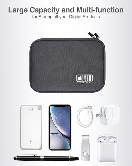 Luxtude Travel Cable Organizer Bag, Flat Cord Organizer Case, Travel Essentials for Wire/Cord/Charger/Cable Storage/Tech Accessories/Tech Gifts