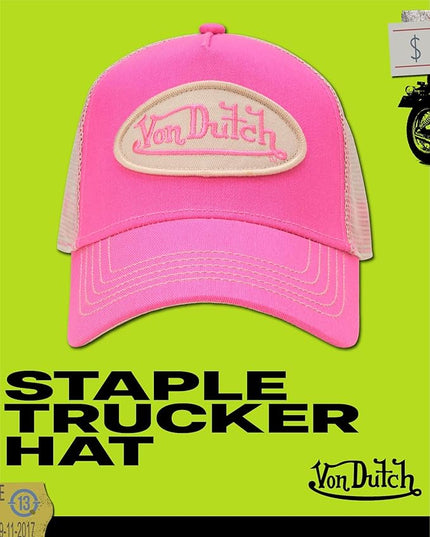 Von Dutch Unisex Trucker Hat - Curved Bill Mesh Back Retro Classic Adjustable Snapback Baseball Cap for Men and Women