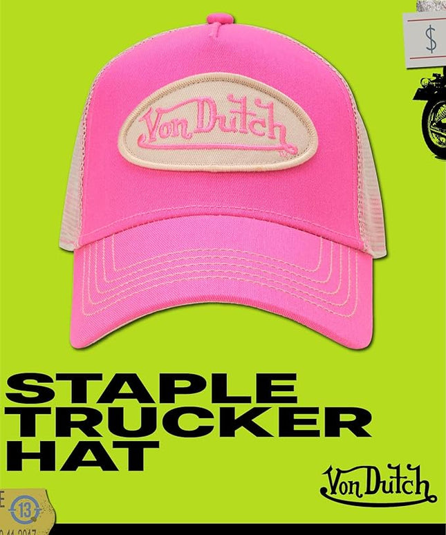 Von Dutch Unisex Trucker Hat - Curved Bill Mesh Back Retro Classic Adjustable Snapback Baseball Cap for Men and Women