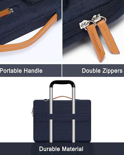 MOSISO 360 Protective Laptop Shoulder Bag,17-17.3 inch Computer Bag Compatible with MacBook, HP, Dell, Lenovo, Asus Notebook,Side Open Messenger Bag with 4 Zipper Pockets&Handle, Navy Blue