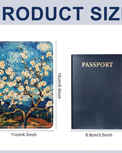 PU Leather Passport Holder Cover 5.9×4.3 Inch with Credit Card Slot and Boarding Pass Slot Combo Blocking Passport Holder Wallet Cover Case for Travel Boarding Essentials (Blossom)