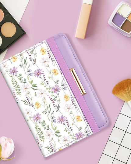 Passport Holder Cover Travel RFID Blocking Passport Cover Rose Gold Cute Flowers Passport Wallet with Elastic Band for Women