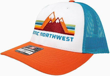 Pacific Northwest Trucker Hat - Richardson 115 Embroidered Snapback Cap for Men & Women - Hiking, Camping & Outdoor Adventure