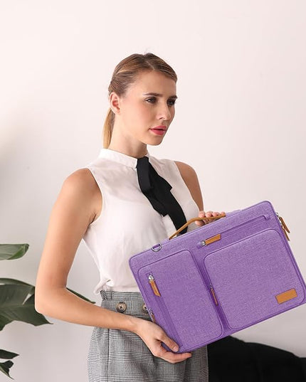 MOSISO 360 Protective Laptop Shoulder Bag,13-13.3 inch Computer Bag Compatible with MacBook, HP, Dell, Lenovo, Asus Notebook,Side Open Messenger Bag with 4 Zipper Pockets&Handle, Lilac