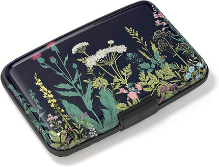 Atufsuat Credit Card Holder, Mini Aluminum Card Wallet RFID Blocking Slim Metal Hard Card Case for Women Men, Daisy Flower