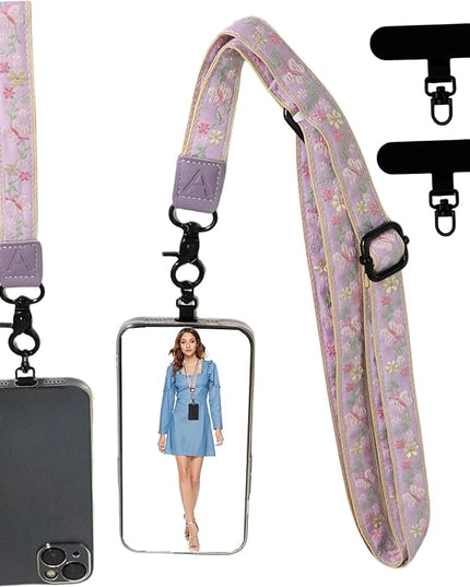 Adjustable Lanyard for Phone, Camera, Name Tags, ID card, Keychain and Wristlet Straps with 2 phone pads(Black)