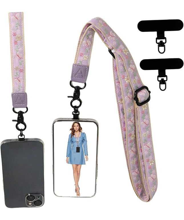 Adjustable Lanyard for Phone, Camera, Name Tags, ID card, Keychain and Wristlet Straps with 2 phone pads(Black)