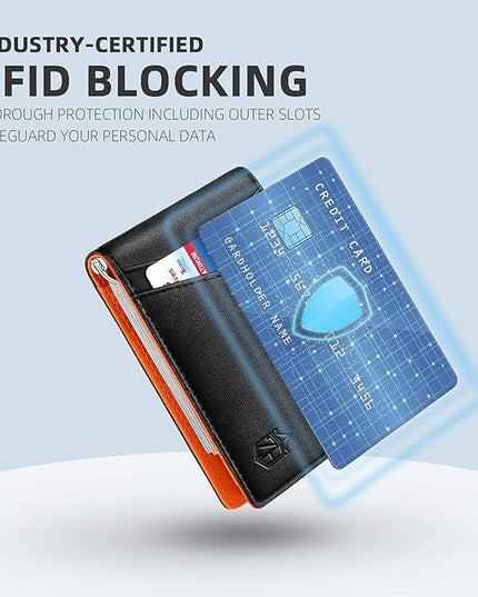 Zitahli Wallet for Men-6 Slots ID Window-Mens Wallets-Slim Wallet Classic Spring Money Clip RFID Blocking-Gift for Men