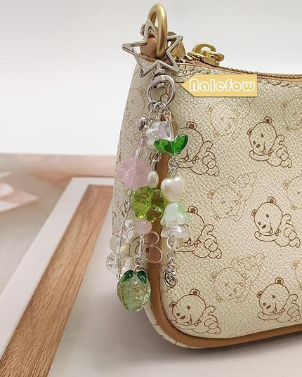 Keychain Bag Accessories Cute Cherry Strawberry Flower Keychains Accessories Decor for Keys Bags Purses Gift