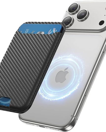 TWZKG for MagSafe Wallet, 3 Card Holder, Slim Magnetic Phone Wallet for iPhone 17/16/15/14/13/12 Pro Max Plus Air Series,RFID Blocking Vegan Leather,Carbon Fiber