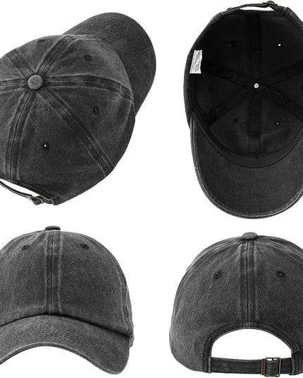 MEINICY 3 Packs Washed-Cotton Plain Baseball Cap, Vintage Adjustable Dad Hats Gift for Men/Women,Unstructured